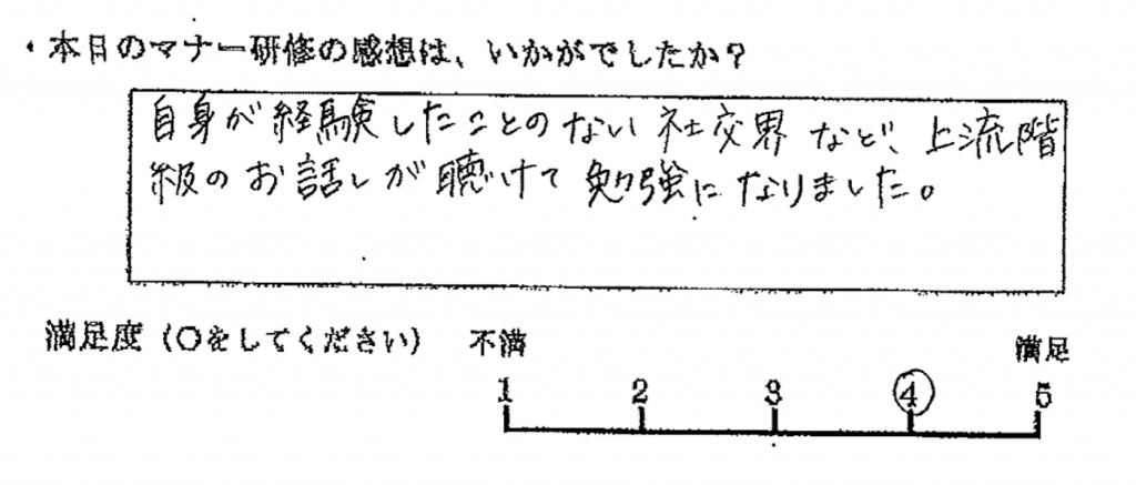 自身が経験したことのない社交界など、上流階級のお話が聴けて勉強になりました。